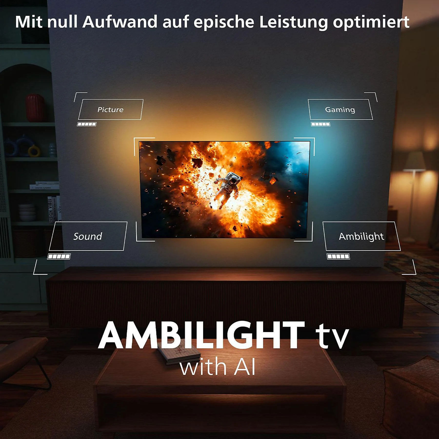 PHILIPS 55OLED760/12 OLED Ambilight TV (Flat, 55 Zoll / 139 cm, UHD 4K, SMART TV, Ambilight) – Bild 3